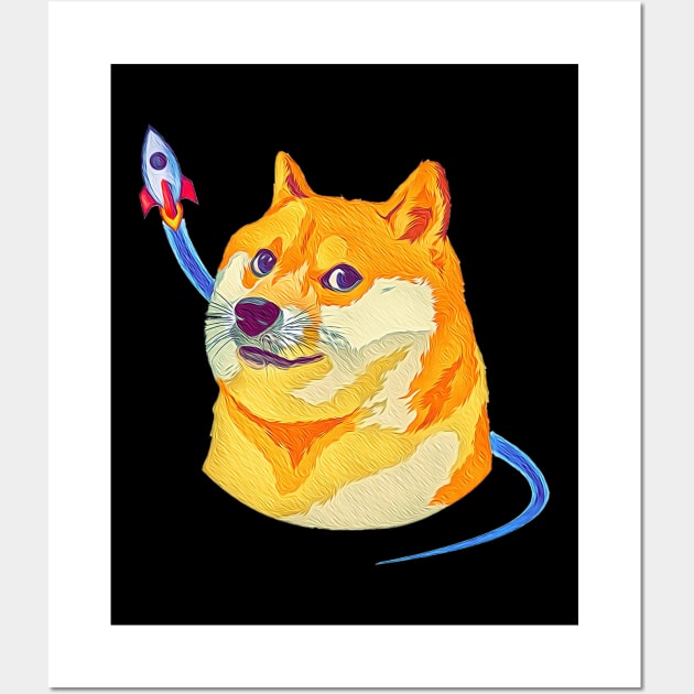Dogecoin To The Moon Wall Art by DogeArmy